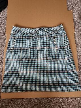 Talbots Blue and Black Houndstooth Mini Skirt